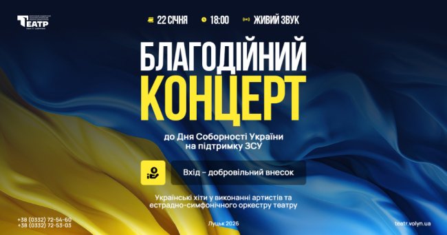 Лучан кличуть на благодійний концерт до Дня Соборності України на підтримку ЗСУ