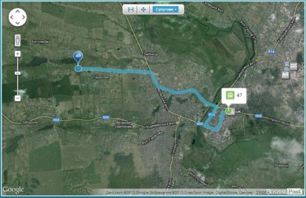 Сервіс easy way визначає, що рух маршрутом №47 займе в дорозі близько 33 хвилин