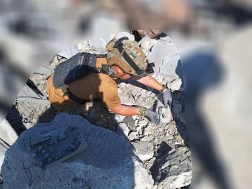 Серед руїн на місці обстрілу поліцейські врятували налякане каченя