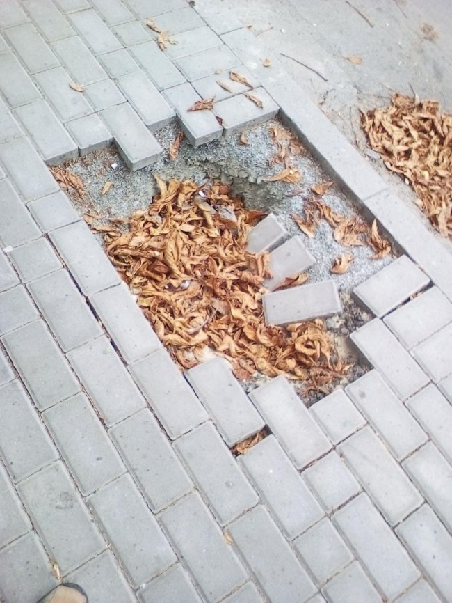 У Луцьку декілька місяців не ремонтують бруківку. ФОТО