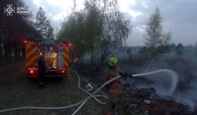 Пожежі на Волині: полум'я перекинулося із сухої трави на хата-пустку