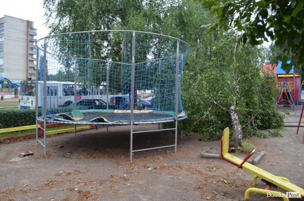 Негода повалила білборд на дорогу та дерево на дитячий майданчик. ФОТО