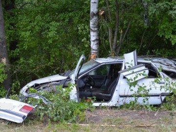 Аварія на Волині: авто з’їхало в кювет і «врізалося» в дерево