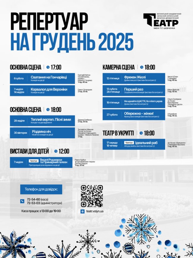 У грудні на глядачів чекає магія сцени: що покажуть у Волинському драмтеатрі