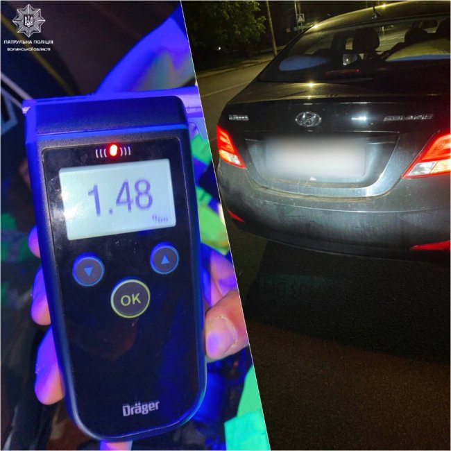 Під час комендантської години на Волині зловили п’яного водія на Hyundai