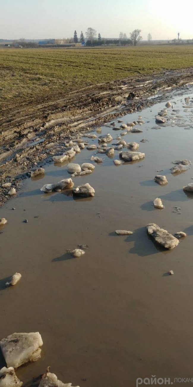 У селі на Волині автівки змушені їздити полями через жахливі підтоплені дороги. ФОТО