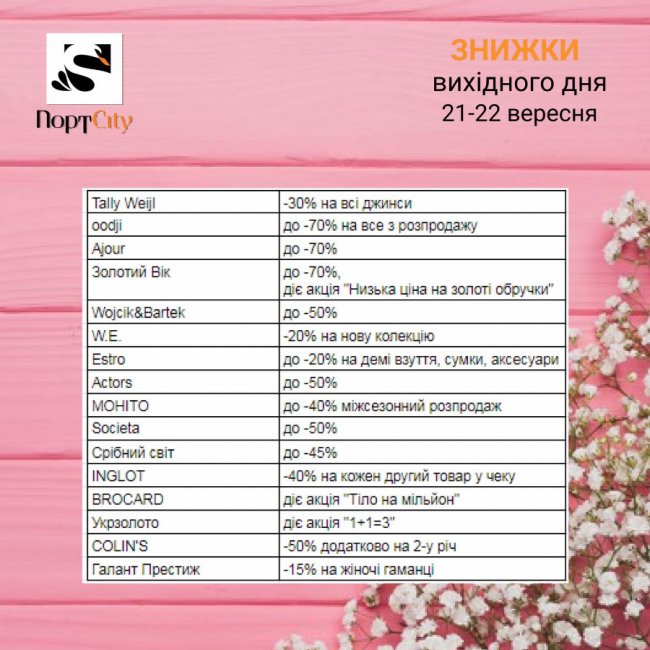 У ТРЦ «ПортCity» – знижки вихідного дня* 