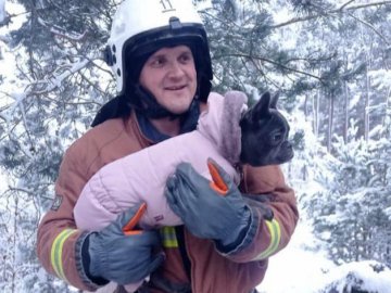 Волинські рятувальники витягнули з ями песика. ФОТО