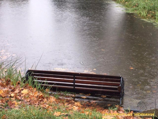 У парку Луцька вандали повикидали лавки в воду