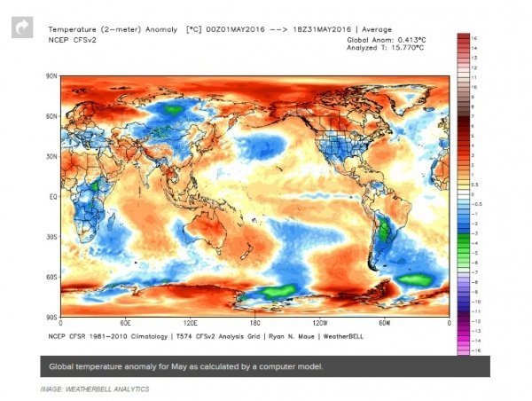 Травень 2016 року побив температурні рекорди