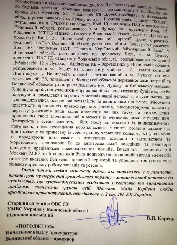 Подробиці справи «кривавої» екскурсії проти Майї Москвич. ДОКУМЕНТ