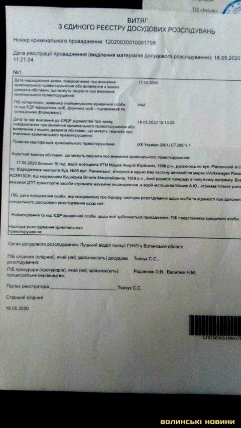 Помер 24-річний мотоцикліст, якого збив легковик у Луцьку