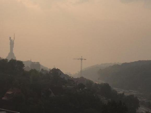 Київ у їдкому диму: горить ліс. ФОТО