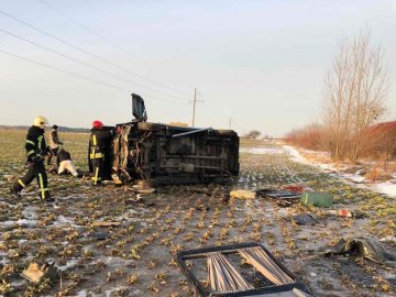 На Волині злетів у кювет вантажний бус. ФОТО