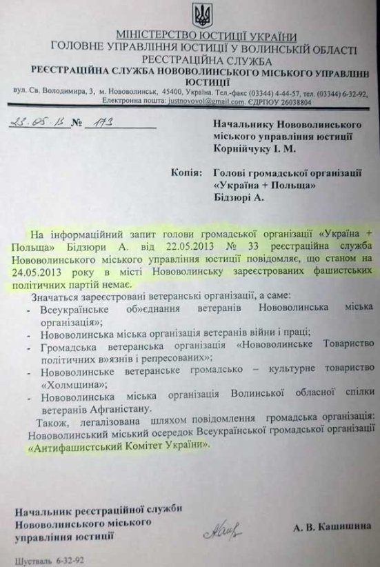 У Нововолинську фашистів нема? ДОКУМЕНТ