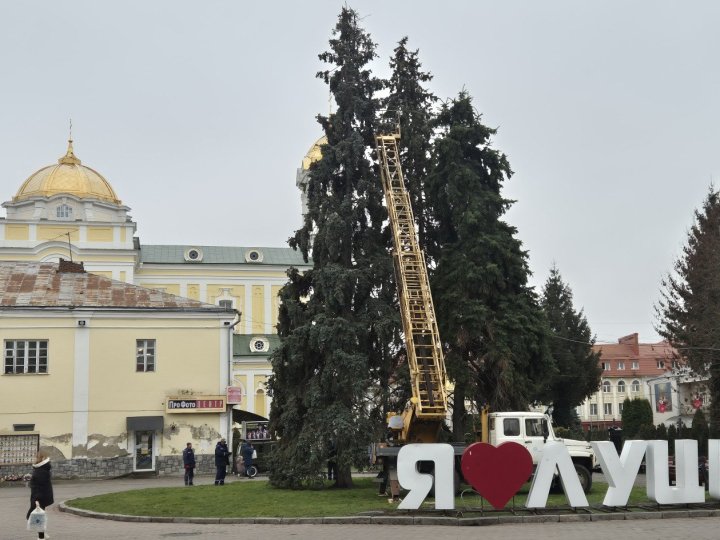 На Театральному майдані Луцька почали прикрашати ялинки