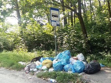 На Волині невідомі сміттям закидали зупинку. ФОТО
