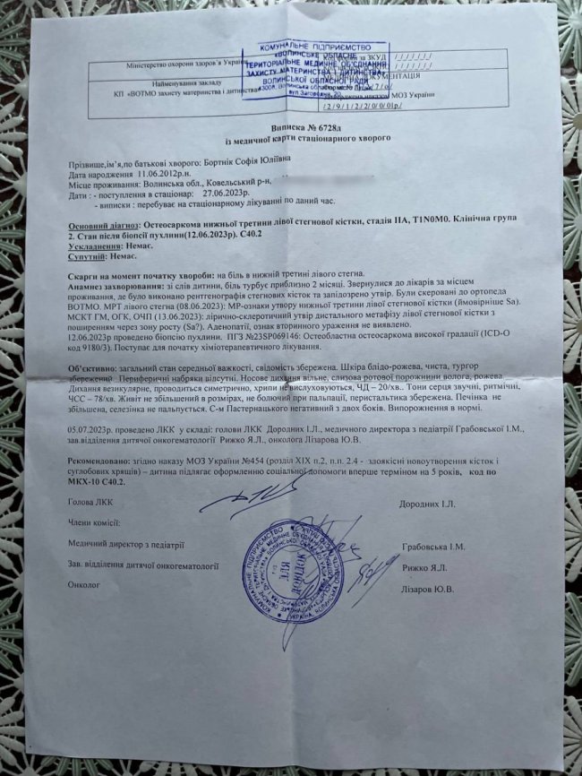 У 11-річної дівчинки з Волині – рак: терміново потрібна допомога 