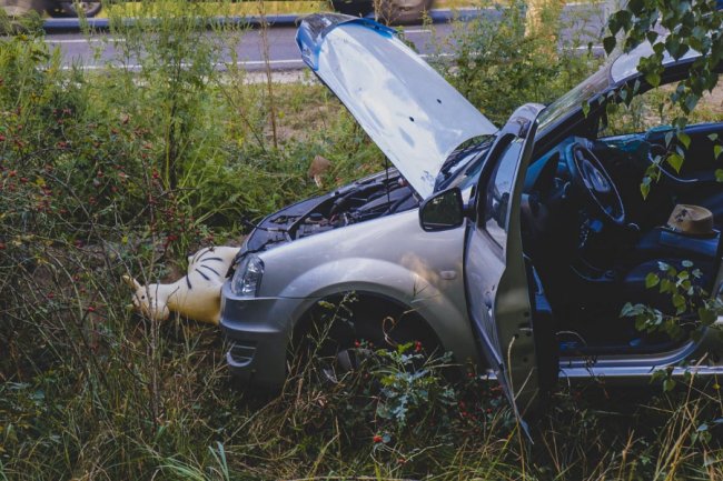 Смертельна аварія у Києві: таксі протаранило стовп і злетіло в кювет. ФОТО