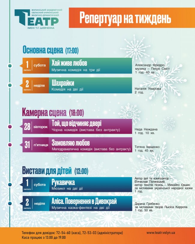 Істинні цінності не купиш за гроші: театральний анонс у Луцьку на 28 січня – 2 лютого
