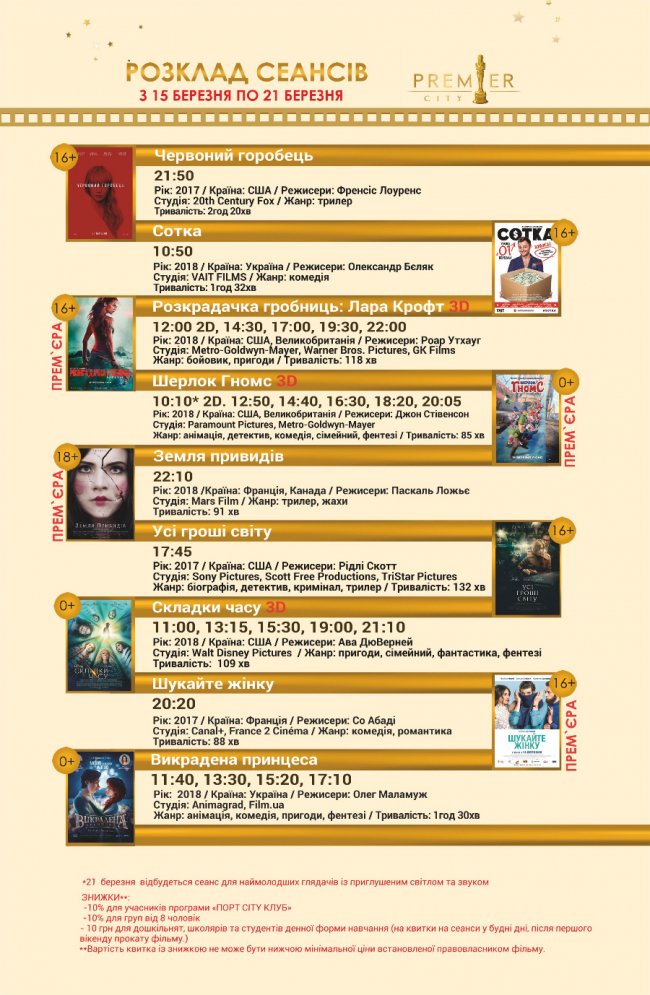Розкрадачка гробниць та  любов по-французьки, - що подивитися у «PremierCity»