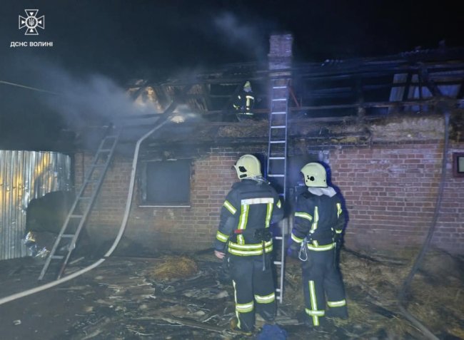 На Волині через плиту загорілася господарська будівля