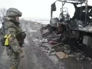 На Харківщині українські військові знищили колону ворожої техніки