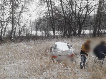 На трасі Луцьк-Ковель автівку занесло в кювет. ФОТО