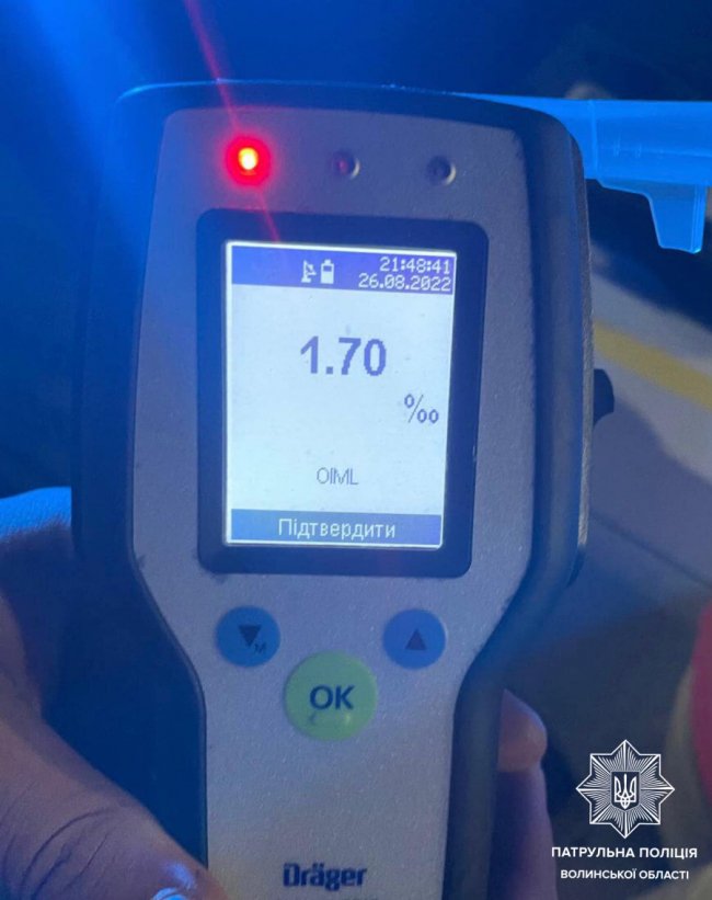 Алкоголь у 8 разів перевищував норму: у Луцьку затримали нетверезого керманича