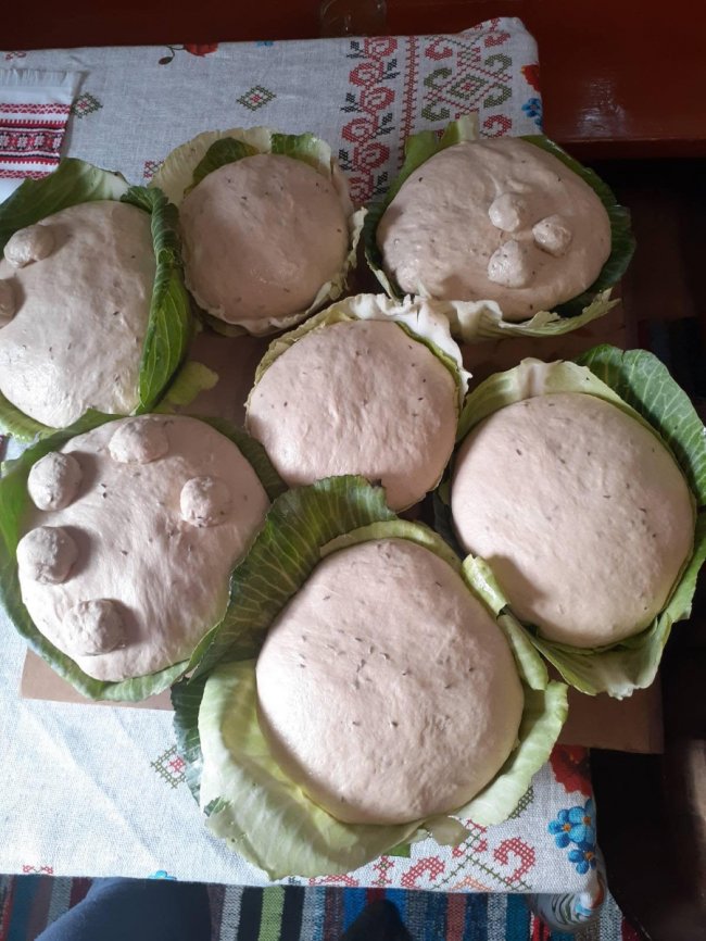 Волинянка випікає бездріжджовий хліб на листі капусти. ФОТО