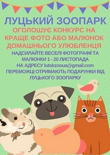 Луцький зоопарк оголосив конкурс  домашнього улюбленця