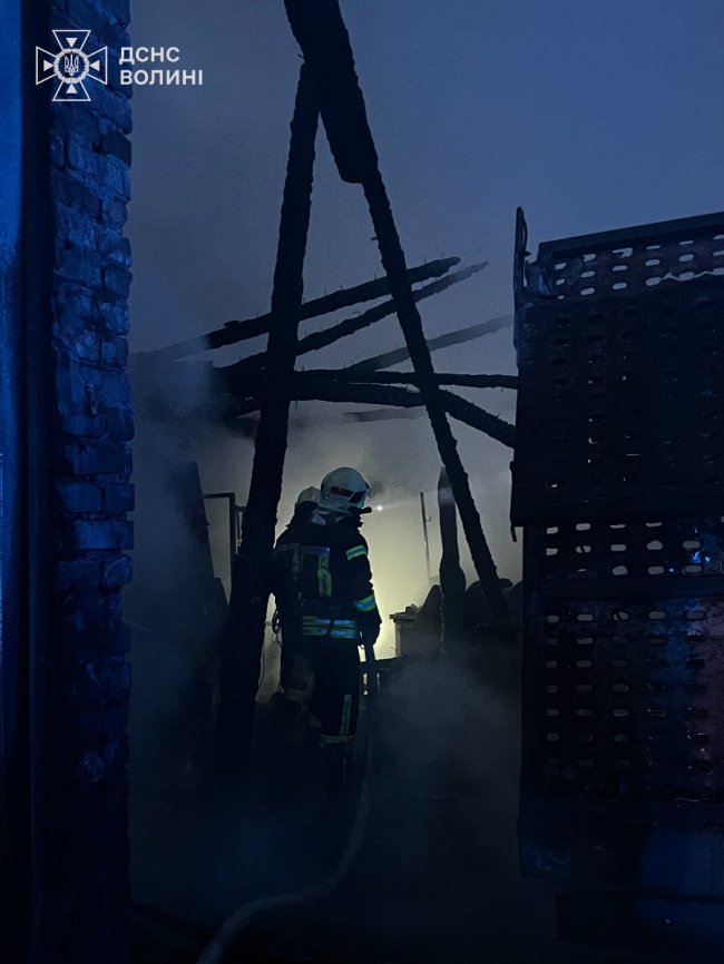 У Луцькому районі горіла господарська споруда: працювали майже 30 вогнеборців