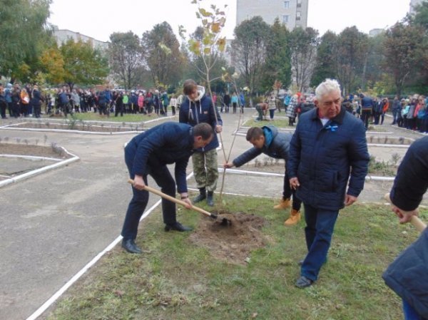 У Луцьку школярі висадили калинову алею. ФОТО
