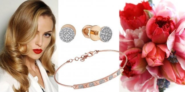 Сережки і браслет із золота з діамантами