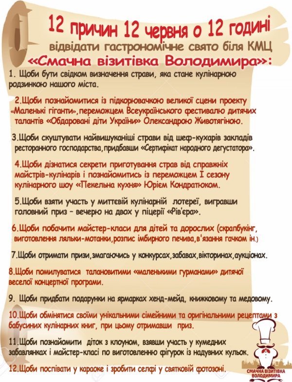 У Володимирі-Волинському організовують кулінарне свято