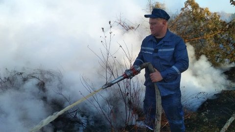 На гасіння масштабної пожежі на торфовищі залучили спецтехніку з Луцька