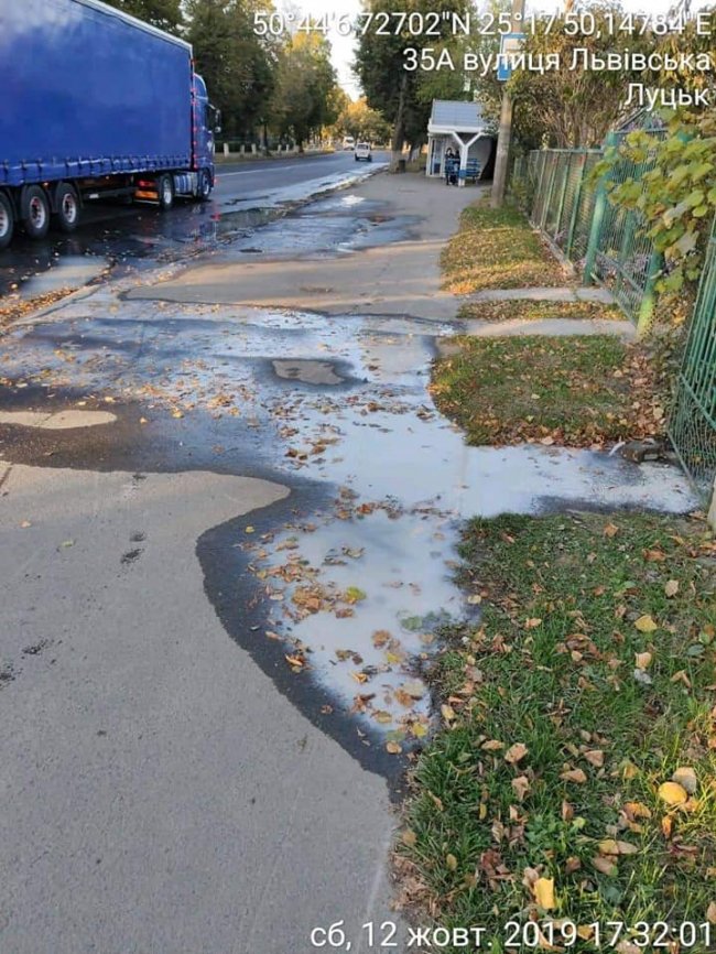 Лучанка зливала  на дорогу нечистоти. ФОТО