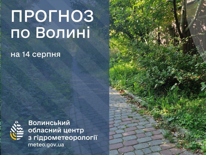 Якою буде погода у Луцьку та на Волині у четвер, 14 серпня
