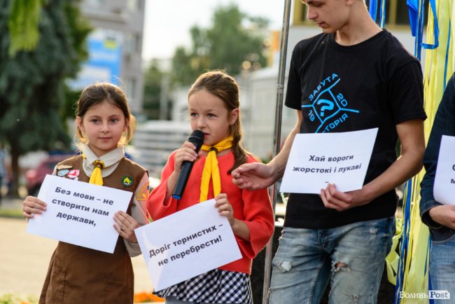 Людей було мало, але прийшли патріоти: у Луцьку відбулася акція «Мова об'єднує». ФОТО