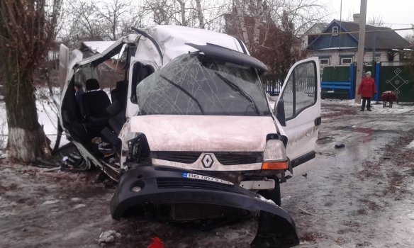 На Луганщині маршрутка врізалася в дерево: постраждали 10 людей