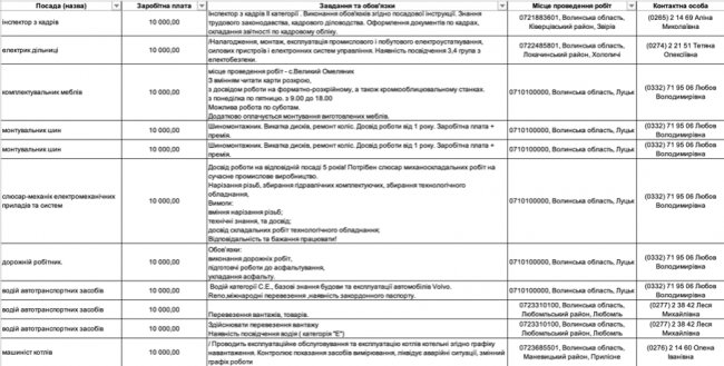 Де, скільки та за що на Волині готові платити від 8-ми до 30-ти тисяч гривень в місяць: ТОП вакансій 