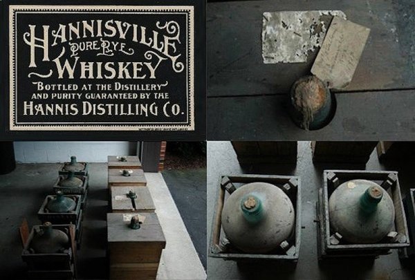 9. Пляшки житнього віскі і пляшка джину. Перш ніж віскі розлили по пляшках в 1863 році, його 50 років витримували в дубових бочках