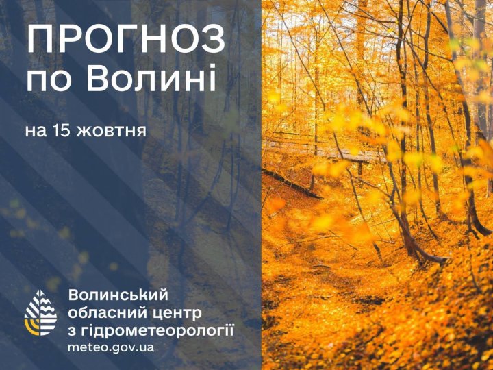 Які прогнози волинських синоптиків на четвер, 15 жовтня