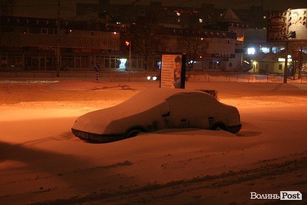 У Луцьку хуртовина ламає дерева і паралізує автотранспорт. ФОТО