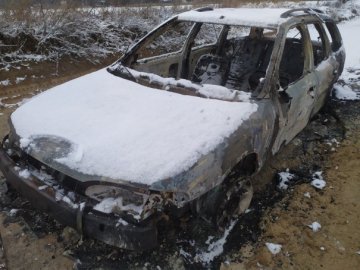 Посеред поля поблизу Луцька знайшли згорілий автомобіль. ФОТО