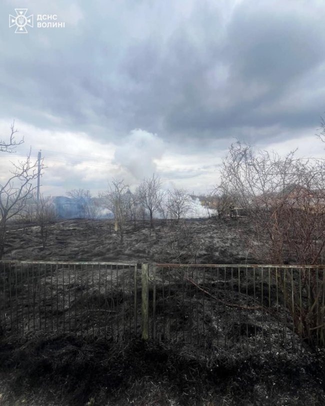 На Волині через пожежу сухої трави загорілася дача. ФОТО