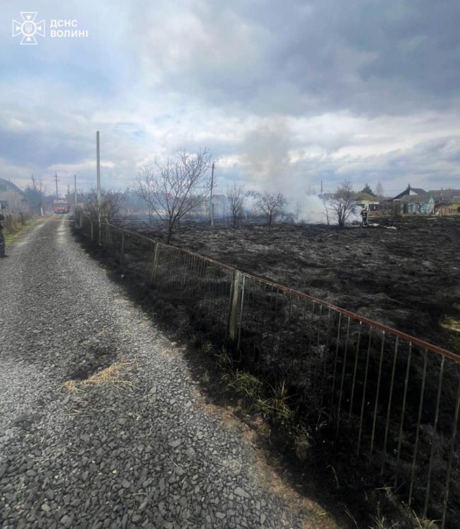На Волині через пожежу сухої трави загорілася дача. ФОТО