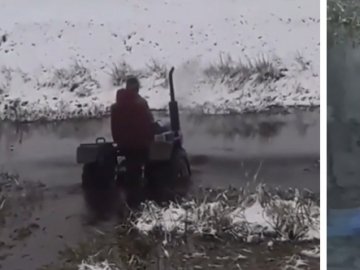 На Рівненщині молодик хотів «хайпонути» і втопив трактор у водоймі. ВІДЕО