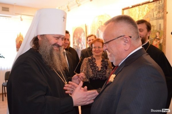 Скандальний намісник Києво-Печерської Лаври митрополит Чорнобильський і Вишгородський Павло і губернатор Волині Борис Клімчук