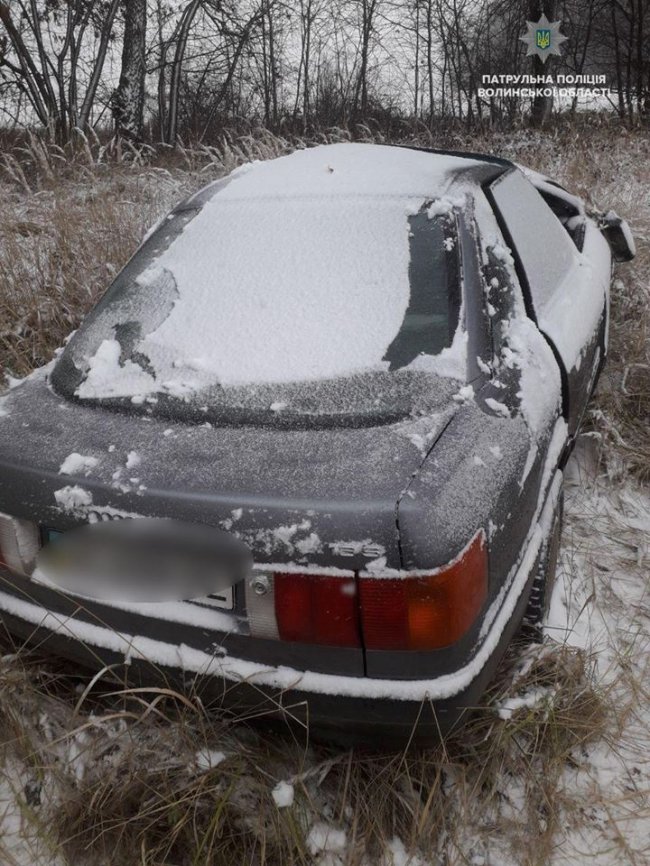 На трасі Луцьк-Ковель автівку занесло в кювет. ФОТО